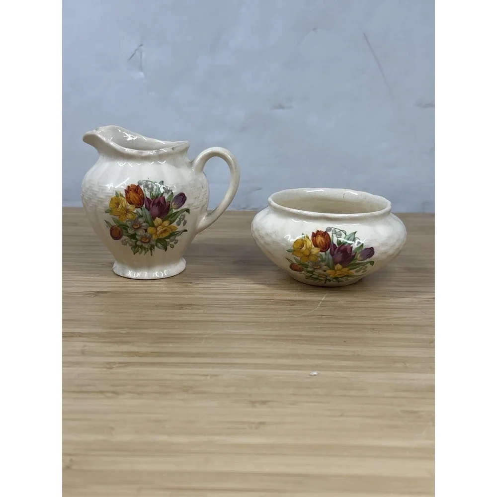 Soho Pottery Ambassador Ware Creamer & Sugar‎ Bowl Set England Vintage